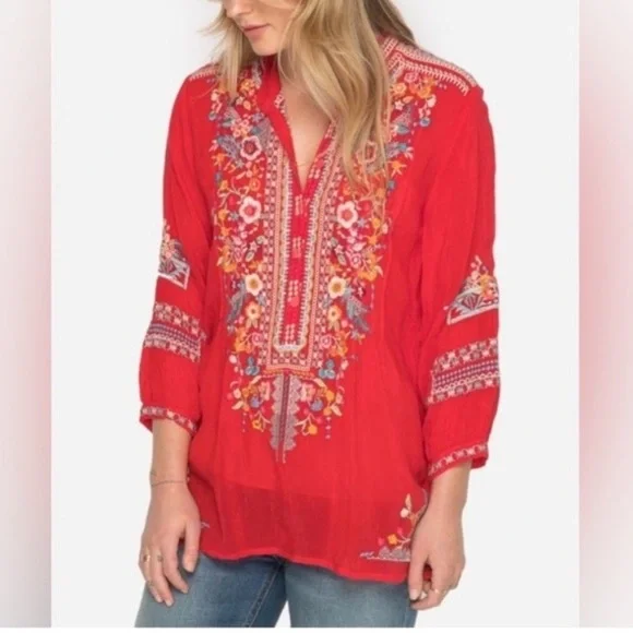 Johnny Was Bethanie Tunic Ocean Blue; size small - Picture 5 of 9